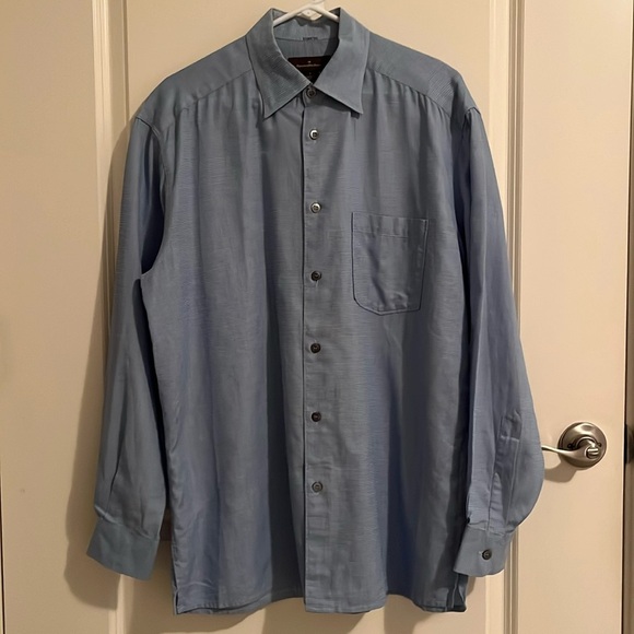Ermenegildo Zegna Blue Button Front Shirt with Collar